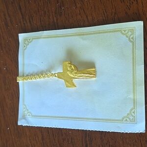 Saint Pio of Pietrelci Relic Reliquary Necklace Gold matte Tone Saint Unisex